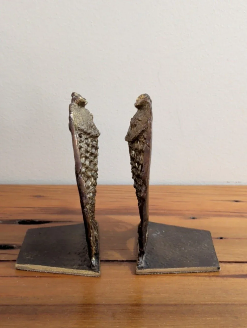 Vintage Cast Metal Fish-Shaped Ornate Bookends 1950's